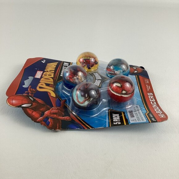 Marvel Spider-Man Bounce Em Big Bounce Rubber Balls Hi Bouncers 5 Pack New - Picture 4 of 6